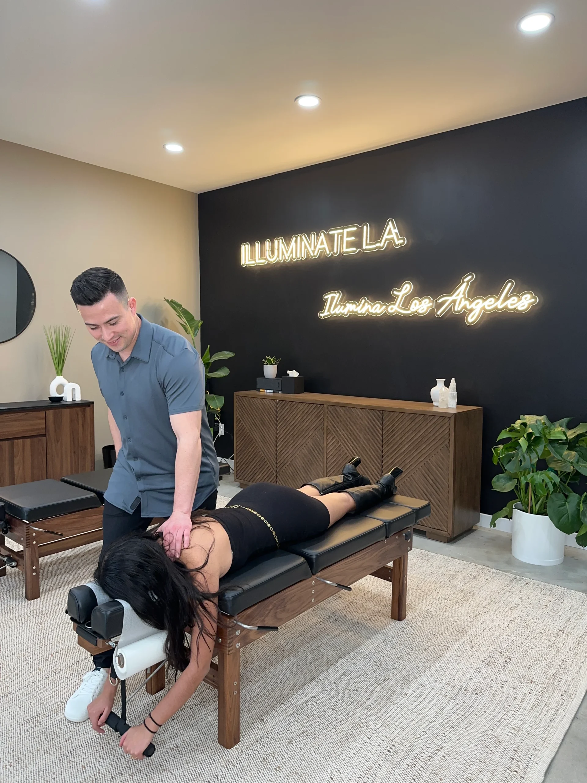 chiropractic care session with the client